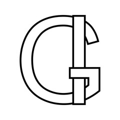 Logo sign gi ig icon nft interlaced letters g i - obrazy, fototapety, plakaty