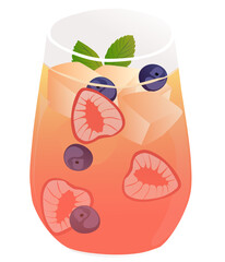 Strawberry and Buleberry cocktail vector illustration