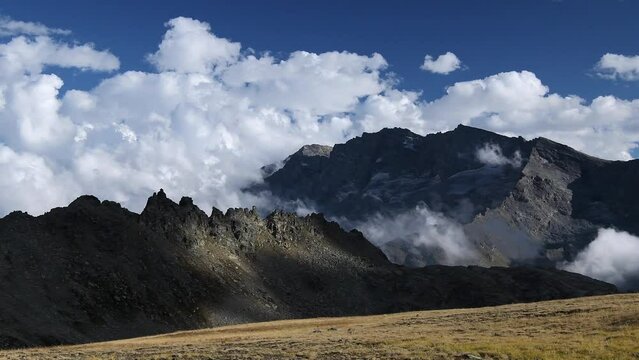 Mountains and clouds in the Gran Paradiso national park