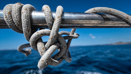 Sailor's knot on the ship's rail