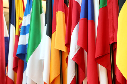 background with international flags of many nations and different colors