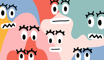 Colorful and various cartoon face pattern background vector
