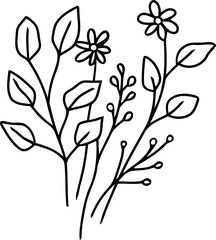  botanical leaf doodle wildflower line art