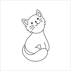 Doodle cat set clip art. Hand drawn coloring page book. Sketch animal. Vector stock illustration. EPS 10