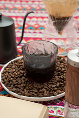 A man is making coffee