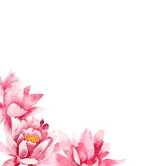 Naklejka premium pink lotus flower, watercolor illustration, hand drawing, floral wedding