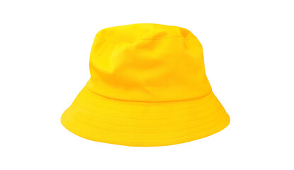 yellow bucket hat isolated on white