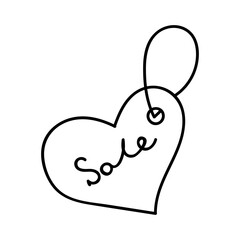 tag in the shape of a heart with the inscription sale