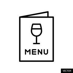 Menu card with wine drink glass vector icon in line style design for website design, app, UI, isolated on white background. Editable stroke. Vector illustration.