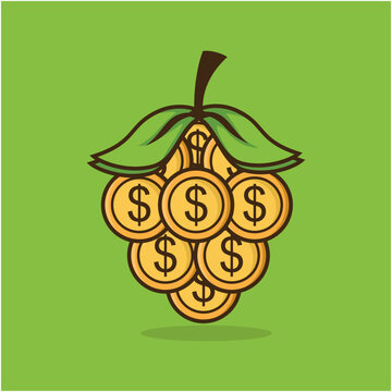 Dollar and berry illustration