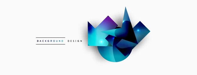 Fototapeta premium Dynamic composition, shiny geometric shapes abstract background. Trendy techno business template for wallpaper, banner, background or landing