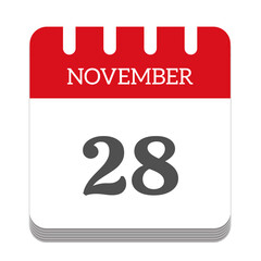 November 28 calendar flat icon