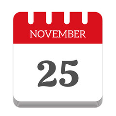 November 25 calendar flat icon