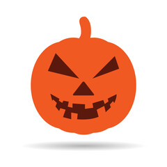 Pumpkin Halloween icon vector shadow. October celebration flat silhouette illustration isolated design