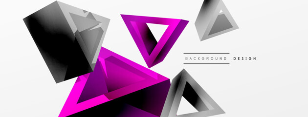 Fototapeta premium 3d triangle abstract background. Basic shape technology or business concept composition. Trendy techno business template for wallpaper, banner, background or landing