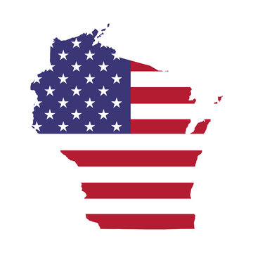 recommend clip art: Wisconsin map shape, united states of america. Flat concept icon symbol vector illustration