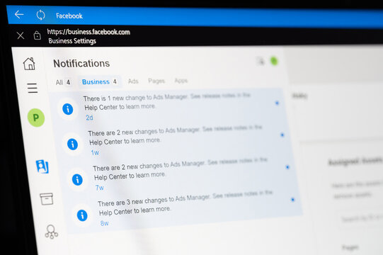 Notifications on Facebook Business setting