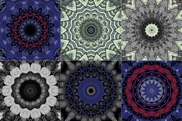 Set of beautiful mandala abstract fractal pattern illustration - obrazy, fototapety, plakaty