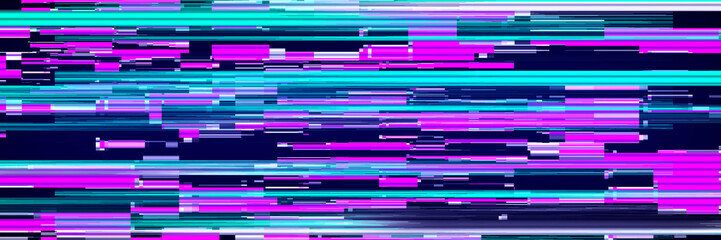 Hacking a computer network. Glitch effect background. Distortion of the digital stream. Damaged signal. 3d rendering.