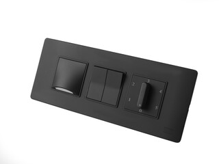 Electricity Switch board in black colour isolated on white background