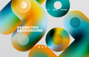 Circles and round shapes landing page abstract geometric background. Web page for website or mobile app wallpaper