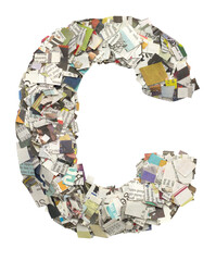 newspaper confetti Capital letter C  PNG