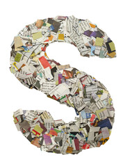 newspaper confetti  Capital letter S PNG  - 528180995