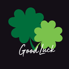Green clover. Good Luck. illustration vector card.