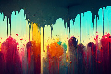 Fototapeta premium Beautiful color dripping mobile desktop wallpaper