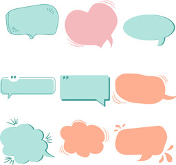 Set of flat colorful bubble speech vector. Banners, price tags, stickers, posters, badges. Isolated on white background.