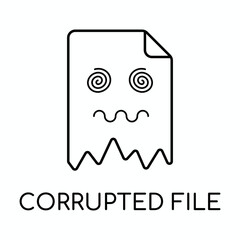 Corrupted file document outline icon. linear style sign for mobile concept and web design. Bad file simple line vector icon. Symbol, logo illustration.
