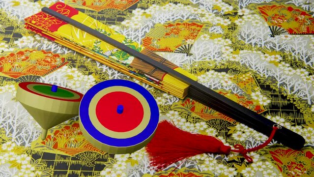 正月和風飾り　駒 3D表現