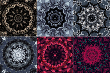 Set of circular vector pattern design from concentric oval shapes