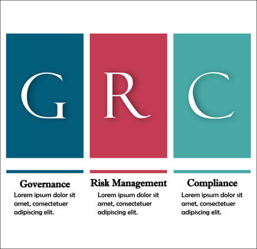 GRC Acronym - Governance, Risk Management and Compliance in an Infographic template