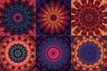 Set of circular vector pattern design from concentric oval shapes