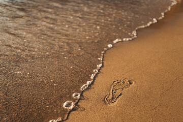 footprint at the beach, Sifnos, Cyclades, Greece