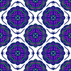 Seamless pattern flower with mandala, vintage decorative elements, vintage decorative elements illustration, Ethnic mandala with colorful tribal ornaments
