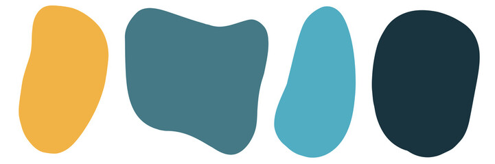 Set of abstract spots hand drawn isolated on white background. Irregular shapes.