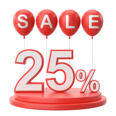 Twenty five percent sale. 25% sale. Sale decoration.