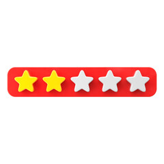 Review star. Star rating. 3D element.