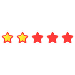 Review start. Start rating. 3D element.