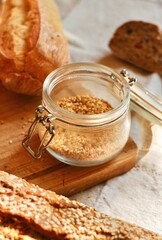 Sesame in jar with bread