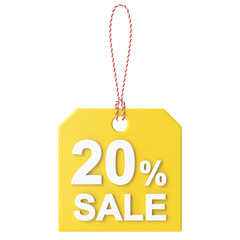 Obraz na płótnie Canvas 3D twenty percent sale. 20% sale. Sale tag.
