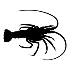 Logo marisco. Silueta de langosta aislado