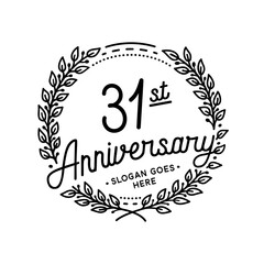 31 years anniversary celebrations design template. 31st logo. Vector and illustrations. 