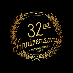 32 years anniversary celebrations design template. 32nd logo. Vector and illustrations. 