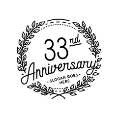 33 years anniversary celebrations design template. 33rd logo. Vector and illustrations. 