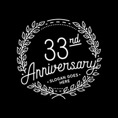 33 years anniversary celebrations design template. 33rd logo. Vector and illustrations. 