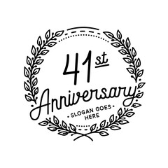 41 years anniversary celebrations design template. 41st logo. Vector and illustrations. 