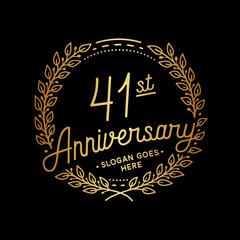 41 years anniversary celebrations design template. 41st logo. Vector and illustrations. 